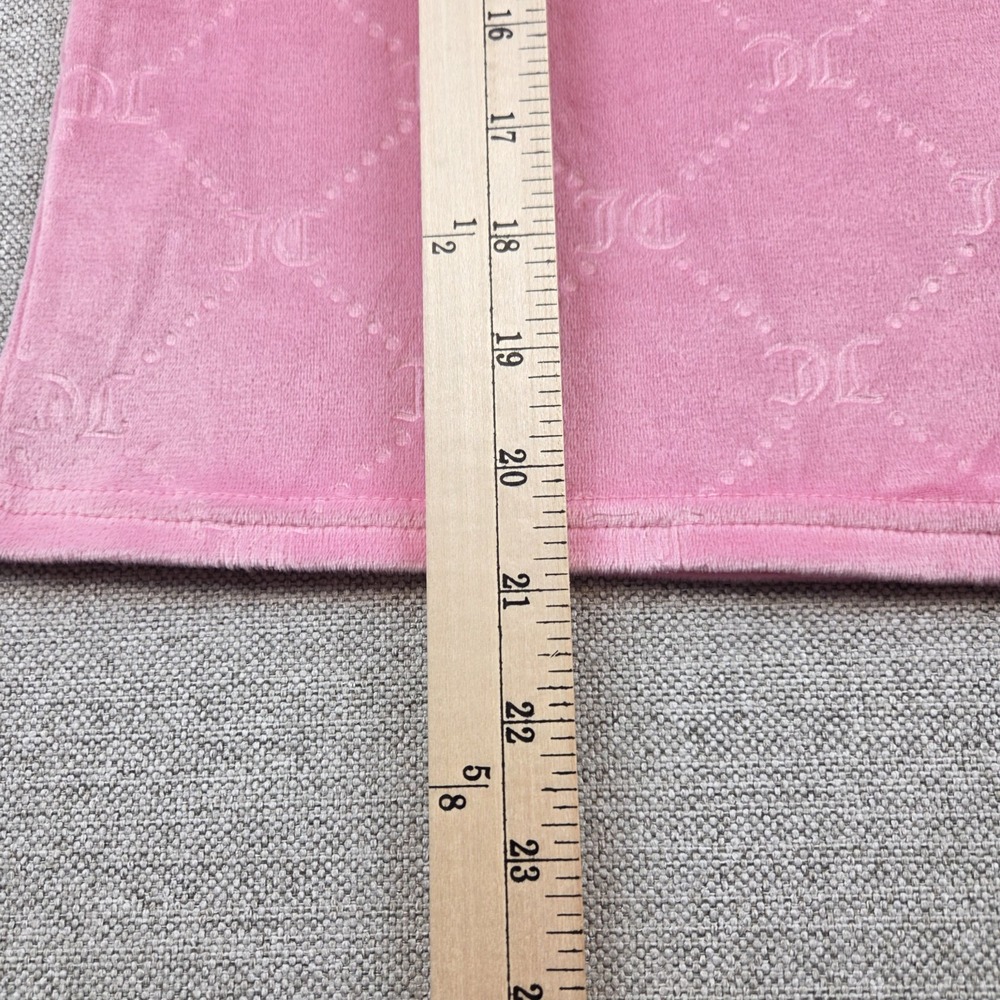 Juicy Couture Pink Velour Top Women's Medium Long Sleeve Sleepwear Rhinestones - Picture 10 of 10